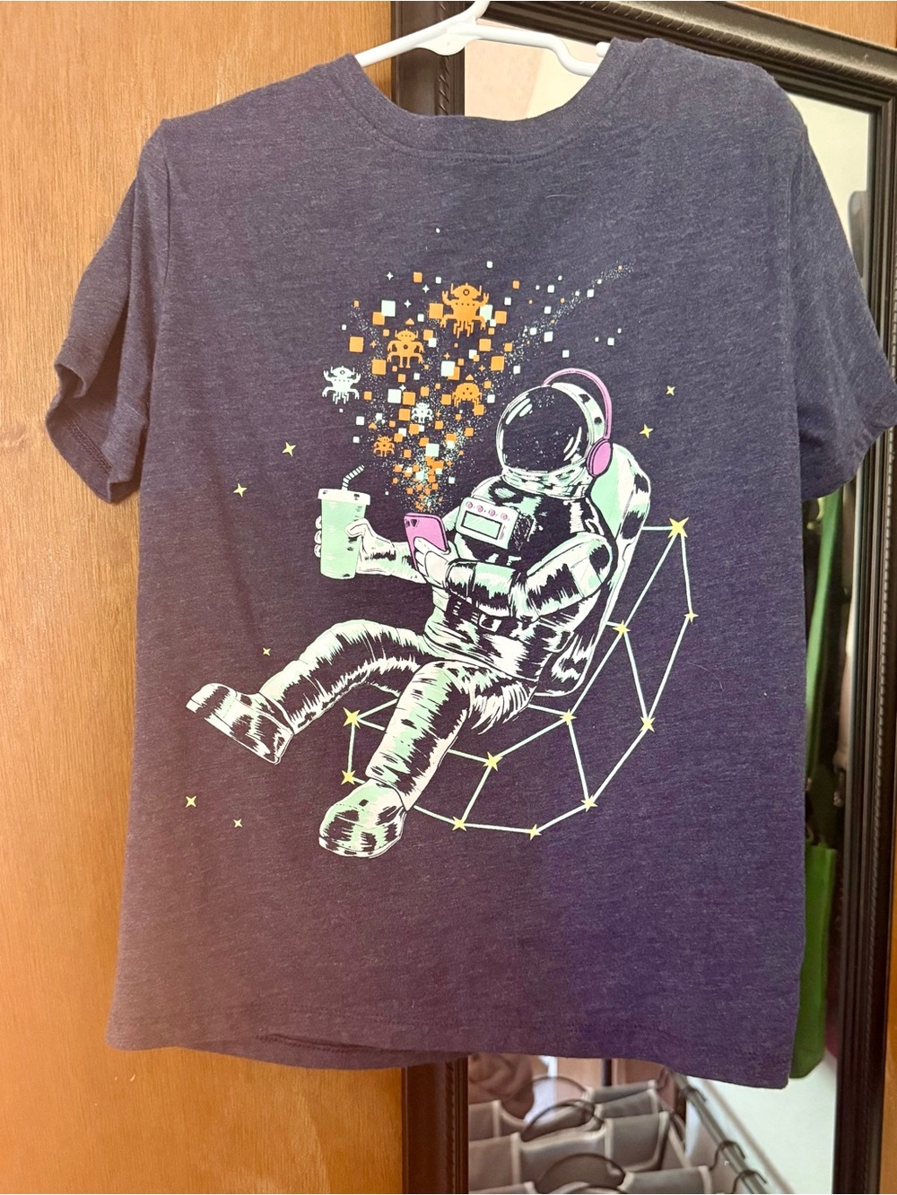 Cat & Jack Navy Graphic Astronaut Tee with Mint & Orange Accents